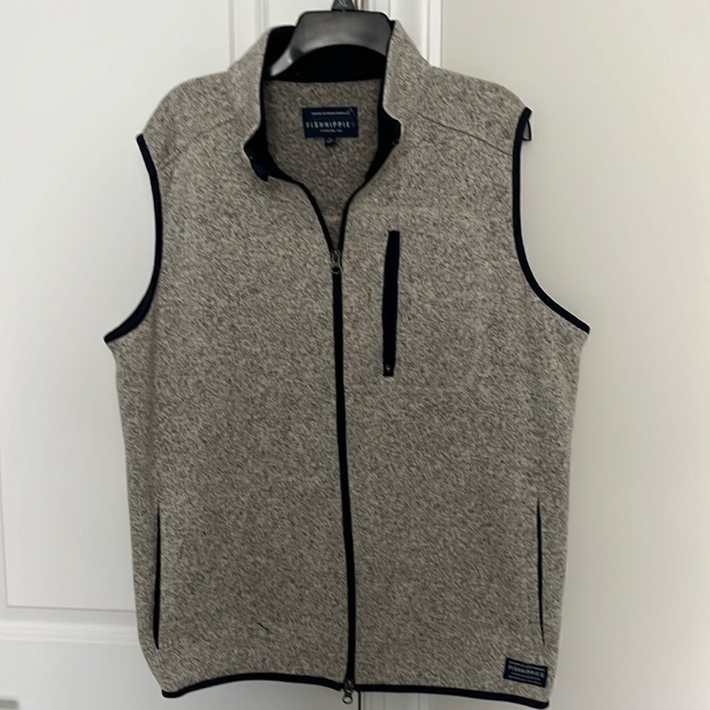 Fish hippie co full zipper Gray fleece golf boating fishing vest jacket men’s L